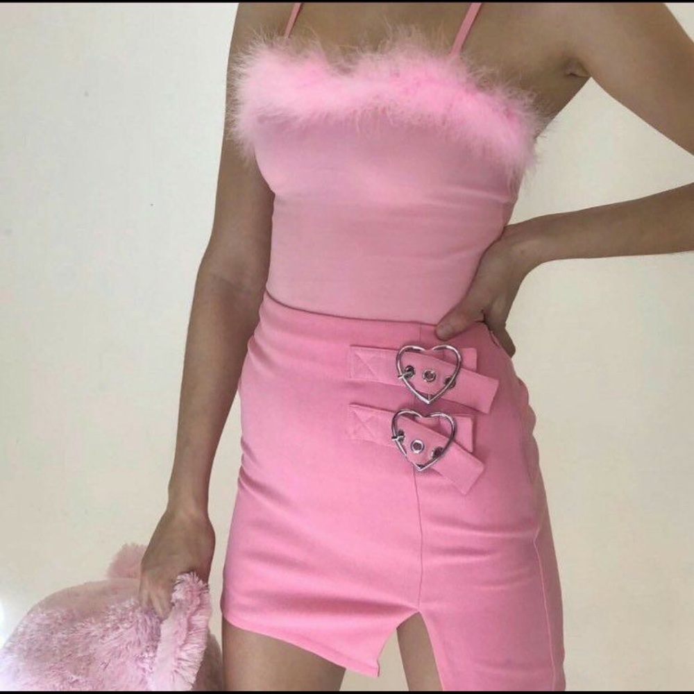 ISO PINK FAUX FUR TANK TOPS OR DRESSES